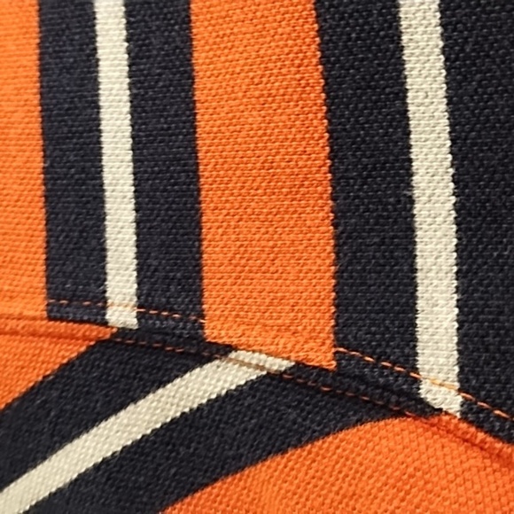 Chaps Men's Cotton Striped Polo Rugby Shirt in Orange Dark Navy Grey Stripes - Picture 9 of 13